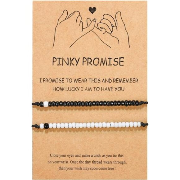 Pinky Promise Matching Bracelet for Couples Soulmate Man Distance Relationship - Picture 1 of 7